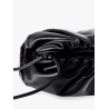 Gathered top mini pouch  with leather shoulder strap