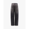 Black denim trouser with leather logo tag