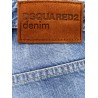Denim jeans with suede logo patch
