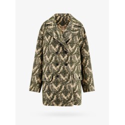 Double-breasted coat with multicolor motif