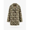 Double-breasted coat with multicolor motif
