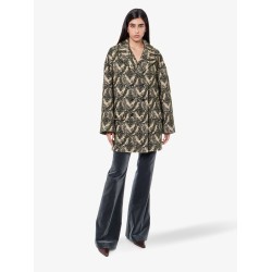 Double-breasted coat with multicolor motif