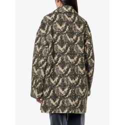 Double-breasted coat with multicolor motif