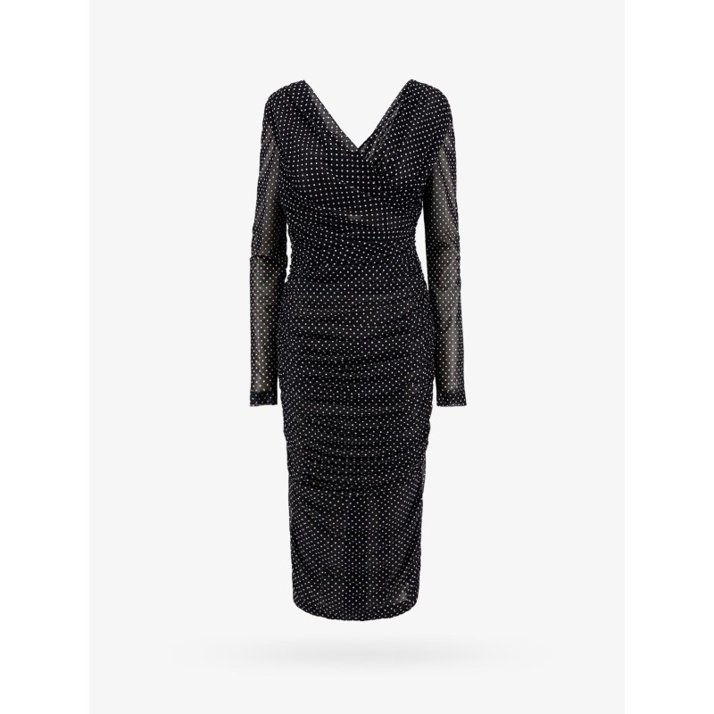 Polka-dots dress with drapery