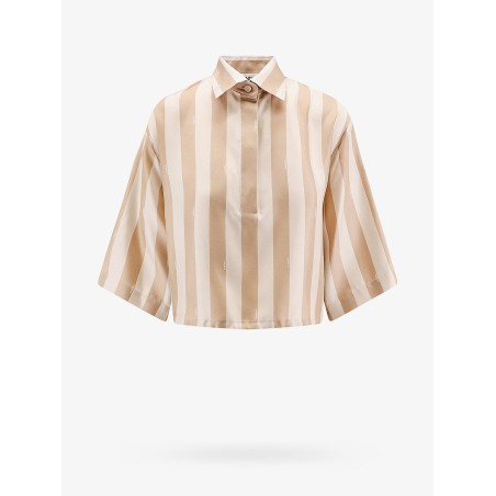 Crop fit pequin silk shirt