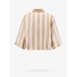 Crop fit pequin silk shirt