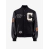 Wool blend jacket with alternative material to leather sleeves