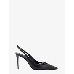 Leather slingback with metal monogram