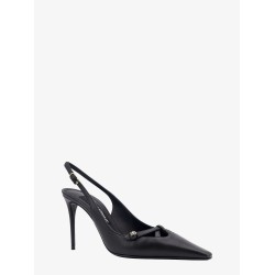 Leather slingback with metal monogram