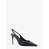 Leather slingback with metal monogram