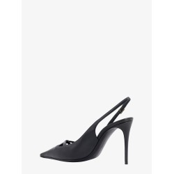 Leather slingback with metal monogram