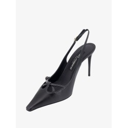 Leather slingback with metal monogram