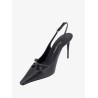 Leather slingback with metal monogram