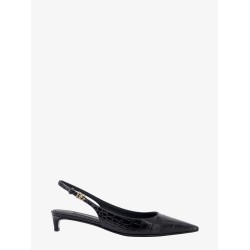 Croco print leather slingback
