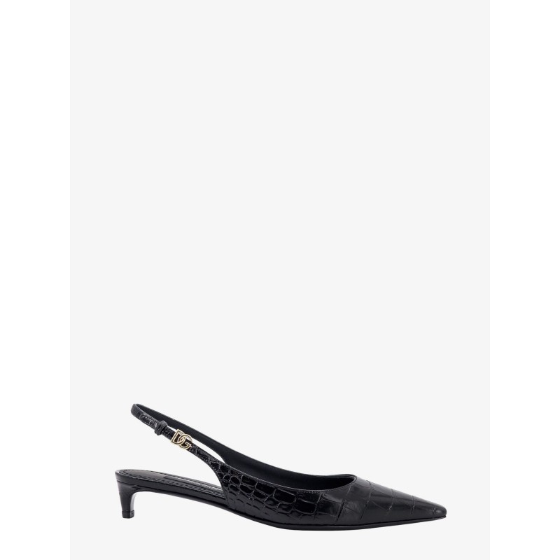 Croco print leather slingback