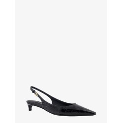 Croco print leather slingback