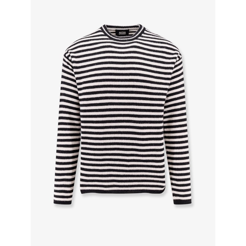 Wool blend sweater with striped motif