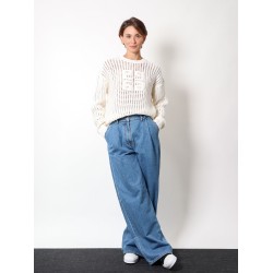 Wool and cashmere perforated sweater
