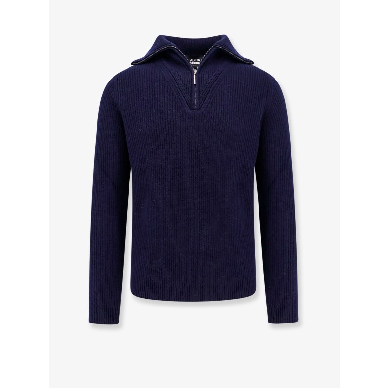 Cashmere sweater with half zip