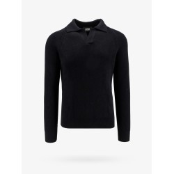 Ribbed extrafine merino wool polo shirt