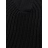 Ribbed extrafine merino wool polo shirt