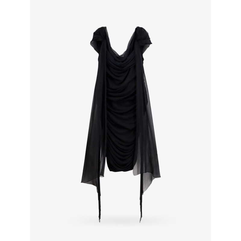 Stretch viscose dress with drapery