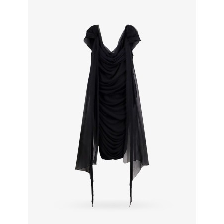 Stretch viscose dress with drapery