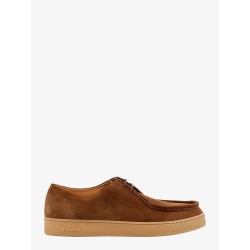 Suede lace-up shoe with embossed logo detail