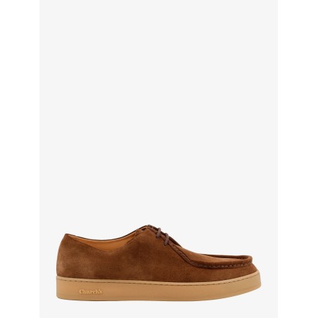 Suede lace-up shoe with embossed logo detail