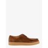 Suede lace-up shoe with embossed logo detail
