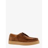 Suede lace-up shoe with embossed logo detail