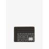 Leather card holder with logo detail