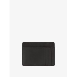 Leather card holder with logo detail