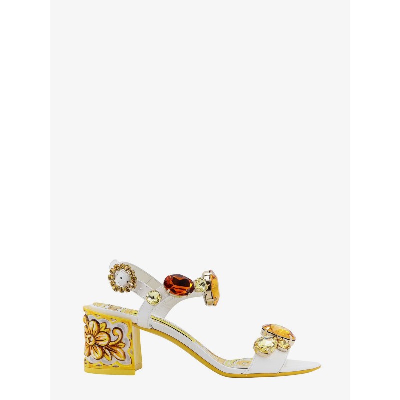 Leather sandals with jewel applications