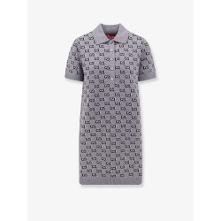 Gg wool dress with ribbed profiles