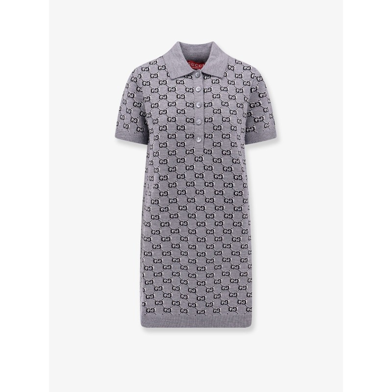 Gg wool dress with ribbed profiles