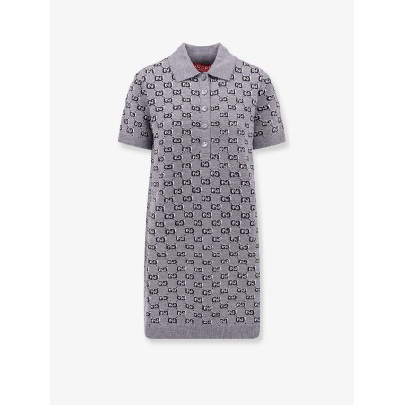 Gg wool dress with ribbed profiles