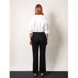 Wool and mohair trouser with gucci embroidery