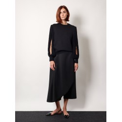 Wool sweater with fringes detail