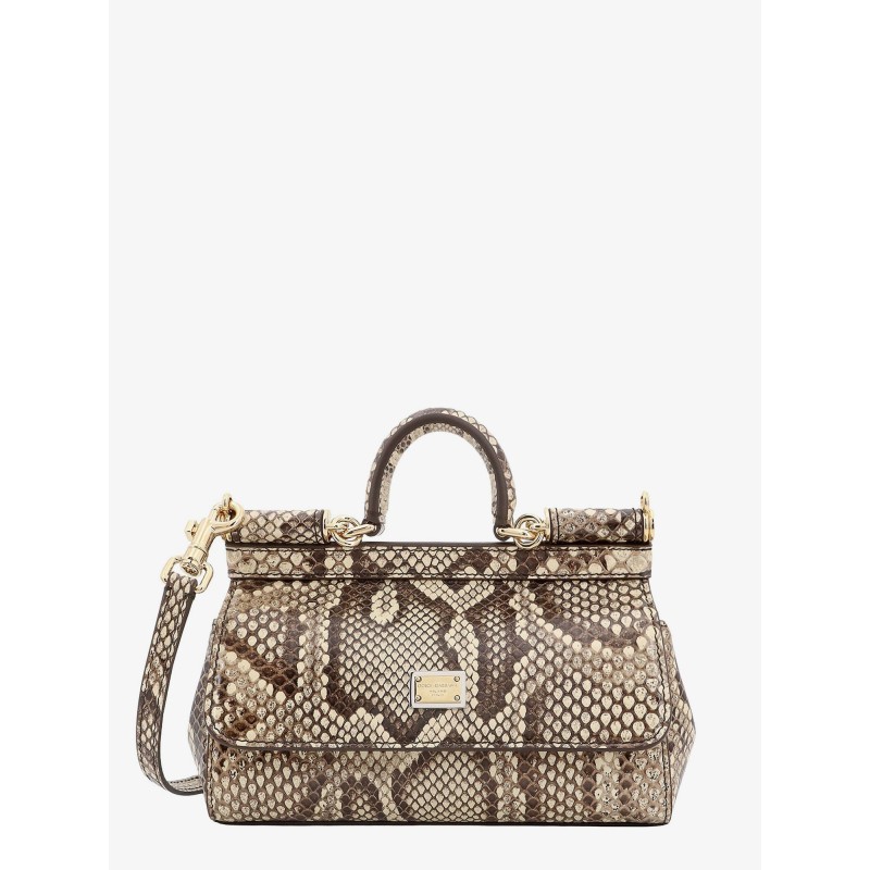 Leather handbag with animalier print