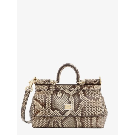 Leather handbag with animalier print