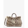 Leather handbag with animalier print