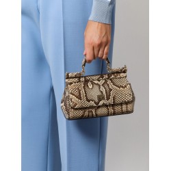 Leather handbag with animalier print