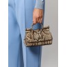 Leather handbag with animalier print