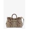 Leather handbag with animalier print