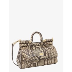 Leather handbag with animalier print