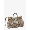 Leather handbag with animalier print