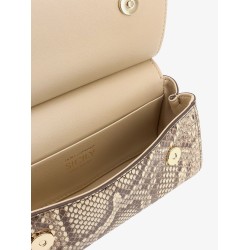 Leather handbag with animalier print