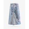 Denim skirt with laminated print