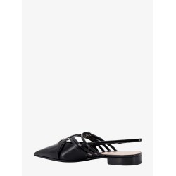 Leather slingback with bands and gucci buckle